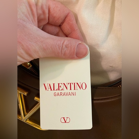 Valentino • NWT Valentino Garavani Roman Stud Sign Leather Shoulder Bag in Brown - Picture 5 of 11